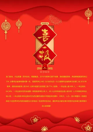 喜报战报海报贺喜光荣榜金榜题名