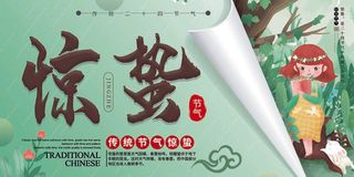 浅绿手绘风二十四节气惊蛰展板