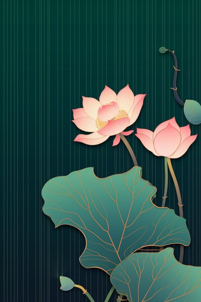 绿色简约清新莲花节气背景(896x1344)