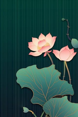 绿色简约清新莲花节气背景