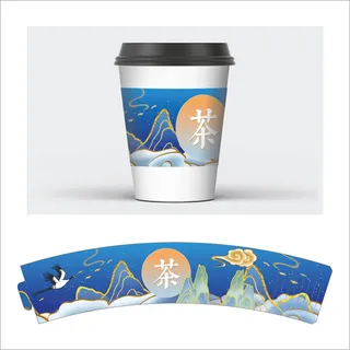 杯套模板纸杯茶杯奶茶09