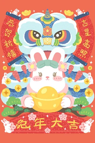 兔年春节活动促销海报