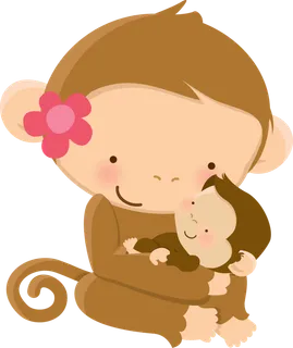 猴妈妈与小猴子卡通素材