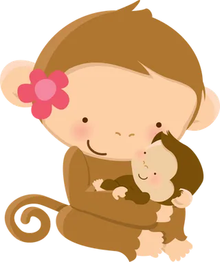 猴妈妈与小猴子卡通素材