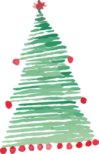 圣诞节彩色绘画圣诞树免扣元素