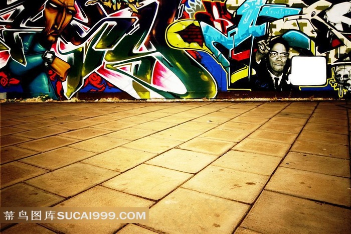 街道围墙上的涂鸦绘画艺术摄影高清图片