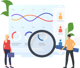 调查数据卡通人物科技kv主视觉素材