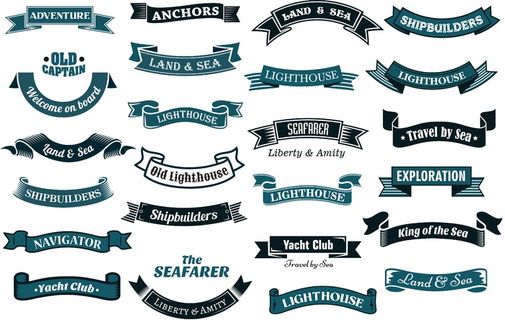 免抠复古航海标签