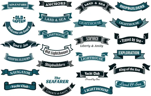 免抠复古航海标签