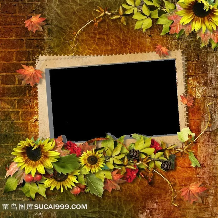 向日葵墙壁婚纱艺术相框素材