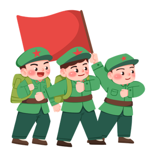 手绘童子军军人建党节建军节爱国插画
