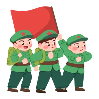 手绘童子军军人建党节建军节爱国插画