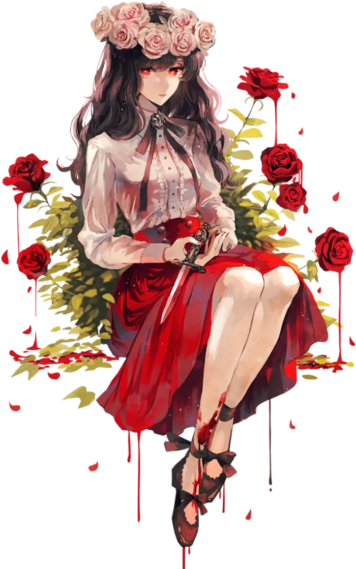玫瑰花女孩素材人物卡通花环