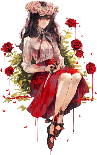 玫瑰花女孩素材人物卡通花环