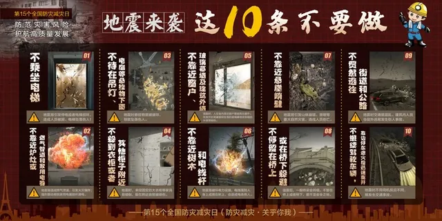 全国防灾减灾日地震来袭10不要展板