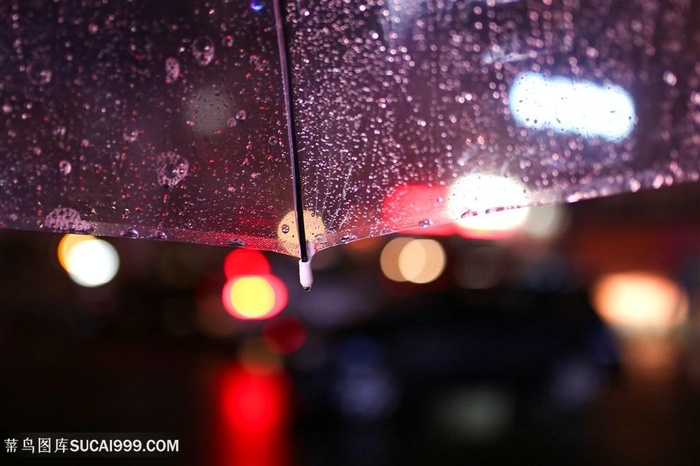 下雨天雨伞雨珠素材