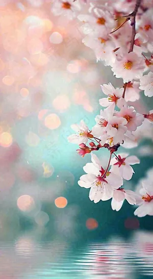 春天浪漫花朵白色樱花，立春春分惊蛰摄影图