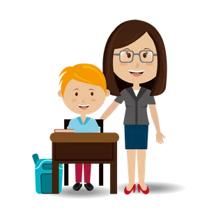 老师与学生卡通简笔少儿兴趣班