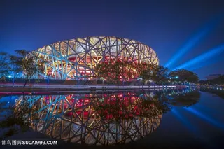 鸟巢夜景图片