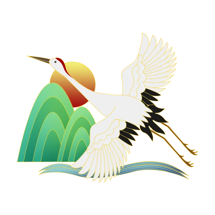 国潮仙鹤插画免扣素材设计素材