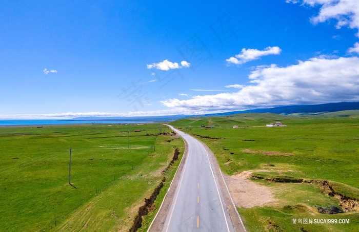 唯美草原公路风景图片
