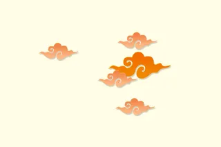 中国风古典传统图案边框纹理祥云灯笼装饰线条PSD背景素材