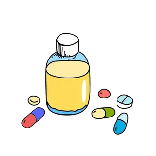 卡通手绘可爱药瓶胶囊药片