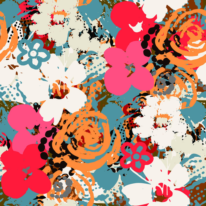 花卉唯美手绘花朵面料纹理手机壳布料面料印花服装矢量图案素材