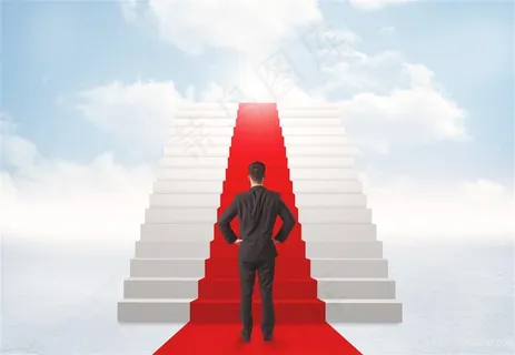 登台阶的商务人士