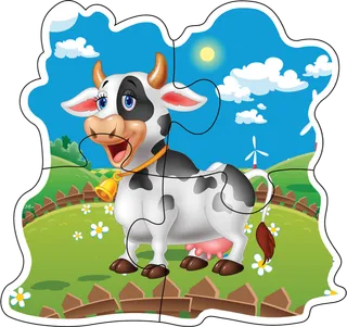 奶牛拼图四张素材