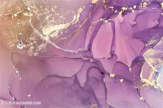 粉紫色花瓣金箔金粉水彩晕染画芯背景图片