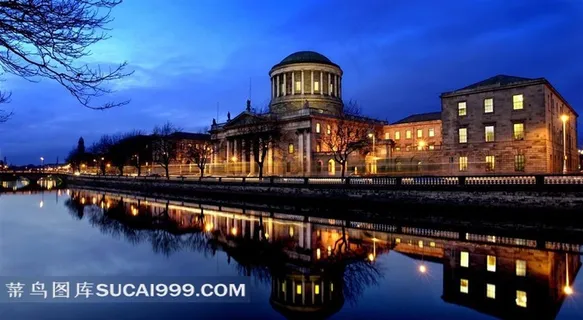 欧洲建筑河边街道夜景图片