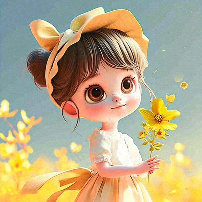 秋天秋叶飘落黄衣少女在欣赏美景，秋分(1024x1024)