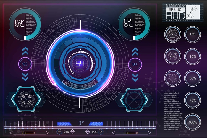 科技科幻未来仪表盘HUD界面UI图标数据图形图案