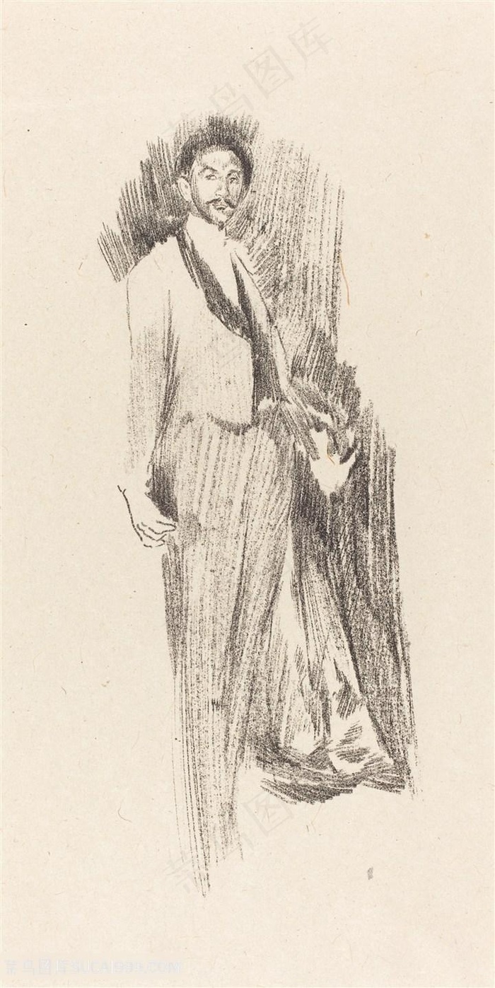 惠斯勒素描简约男士挂画