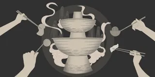 国朝风火锅插画背景