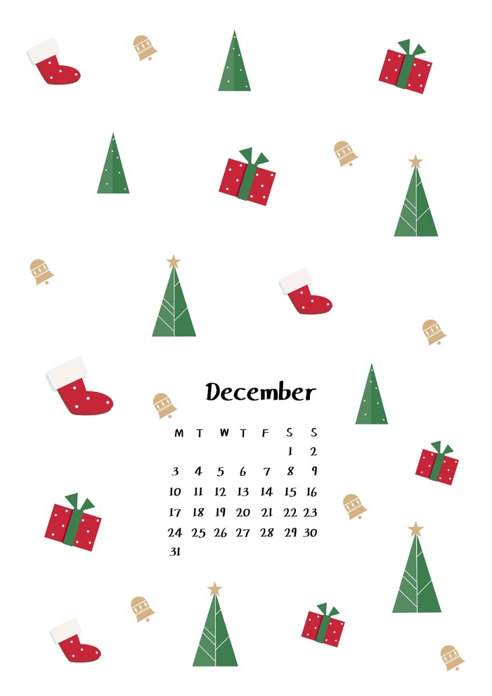 圣诞节 矢量 日历矢量 日历 小清新