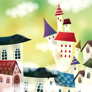 唯美房子简约卡通插画