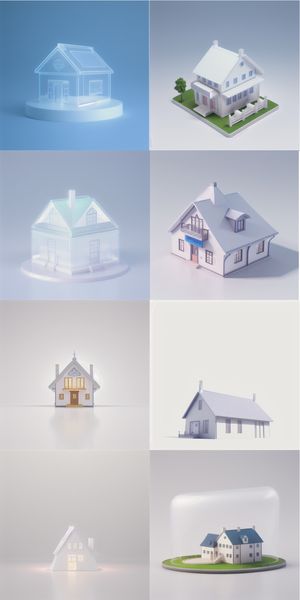 房子模型图标展示拼接单层效果图