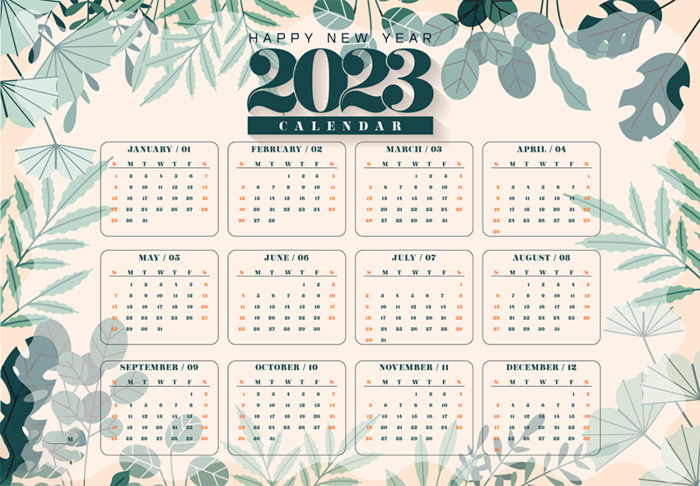 2023日历 2023年挂历 兔年日历 ai矢量模版下载