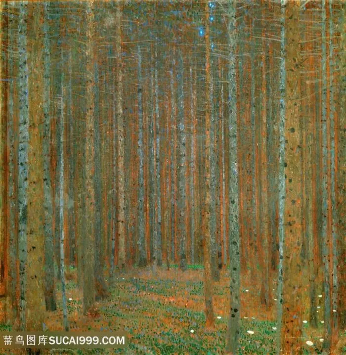 克里姆特油画树林美景装饰画