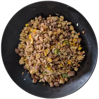 牛油果青椒牛柳无米炒饭胚芽燕麦鸡蛋炒饭配菜免抠摄影实拍实物元素素材