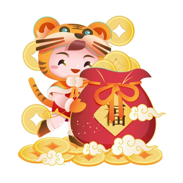 手绘2022虎年新年春节卡通老虎形象IP插画元素AI设计素材图案ai矢量模版下载