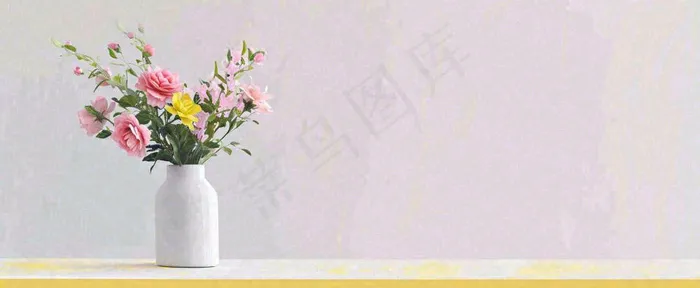 桌面花瓶花束简约情人节花束室内装饰摄影图(1712x704)