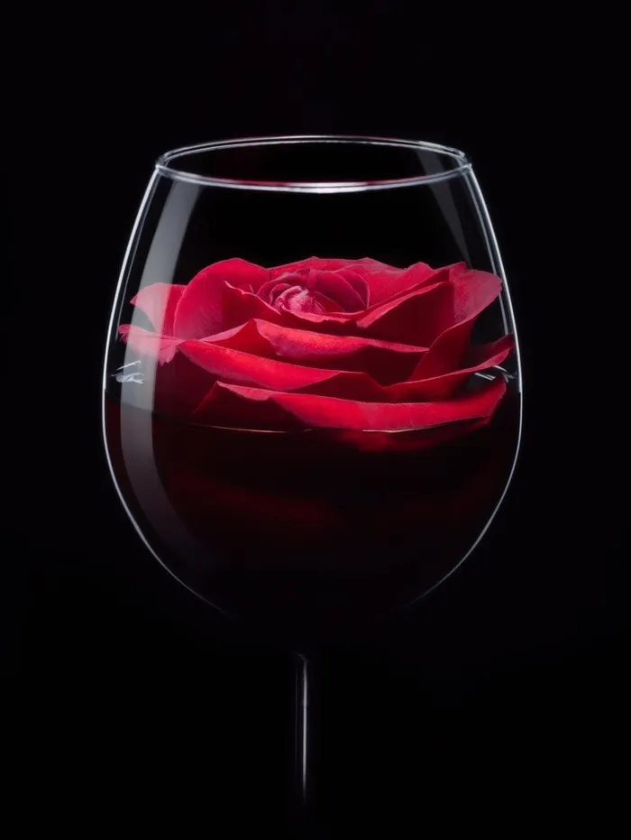 放在酒杯里的红玫瑰