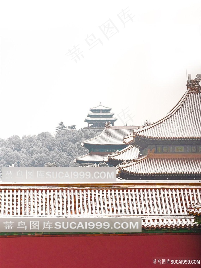 北京故宫景山公园雪景