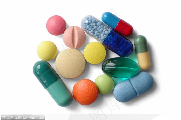 医学药品-一堆彩色的药片