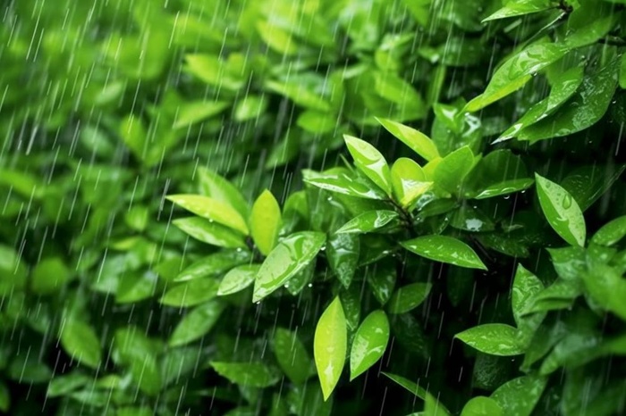 下雨天树叶绿色背景(1344x896)