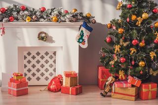 圣诞节圣诞壁炉圣诞树室内场景(36)