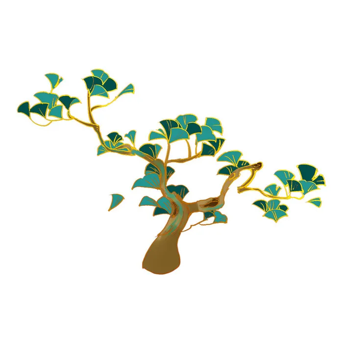国潮风松树松枝松柏树木手绘植物装饰图案元素PSD设计素材psd模版下载